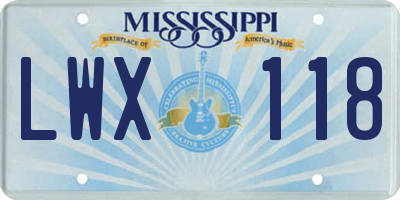 MS license plate LWX118