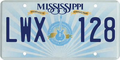 MS license plate LWX128