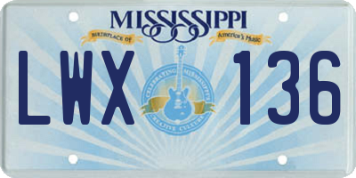 MS license plate LWX136
