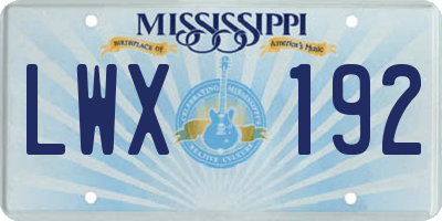 MS license plate LWX192