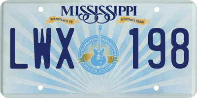 MS license plate LWX198