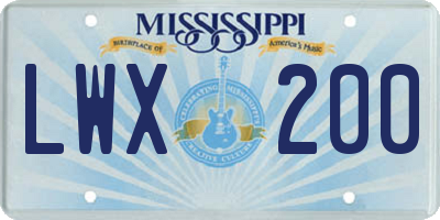 MS license plate LWX200