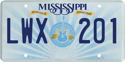 MS license plate LWX201