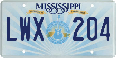 MS license plate LWX204