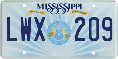 MS license plate LWX209