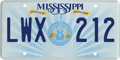 MS license plate LWX212