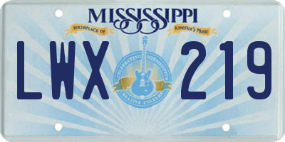 MS license plate LWX219