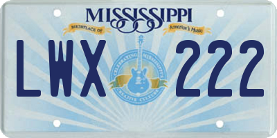 MS license plate LWX222