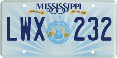MS license plate LWX232