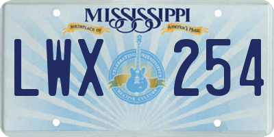 MS license plate LWX254