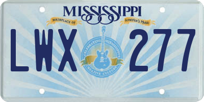 MS license plate LWX277