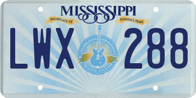 MS license plate LWX288