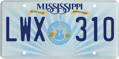 MS license plate LWX310