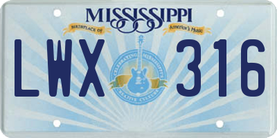 MS license plate LWX316