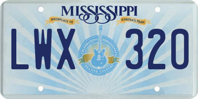 MS license plate LWX320