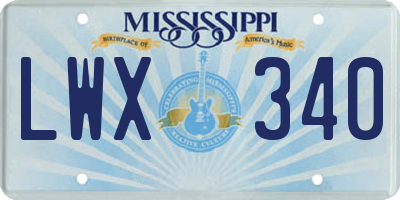 MS license plate LWX340
