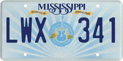 MS license plate LWX341