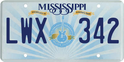 MS license plate LWX342