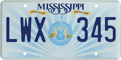 MS license plate LWX345