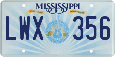 MS license plate LWX356
