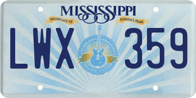MS license plate LWX359