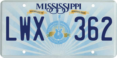 MS license plate LWX362