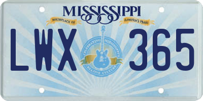 MS license plate LWX365