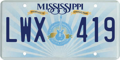 MS license plate LWX419