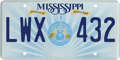 MS license plate LWX432