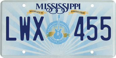 MS license plate LWX455