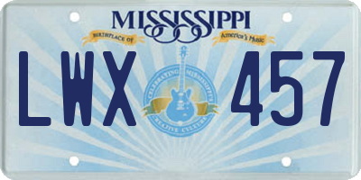 MS license plate LWX457