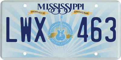 MS license plate LWX463