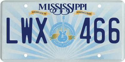 MS license plate LWX466