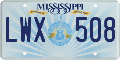 MS license plate LWX508