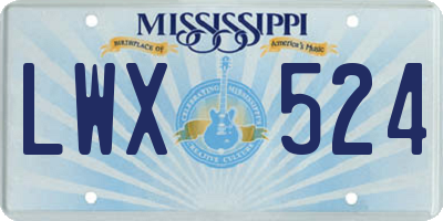 MS license plate LWX524