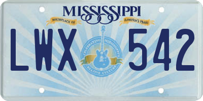 MS license plate LWX542