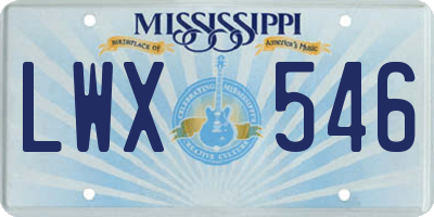 MS license plate LWX546