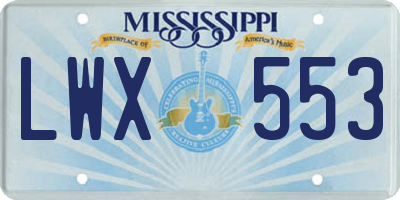 MS license plate LWX553