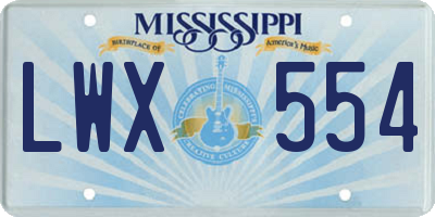 MS license plate LWX554