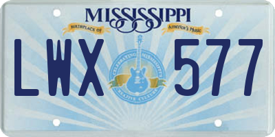 MS license plate LWX577