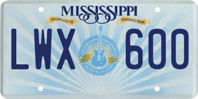 MS license plate LWX600
