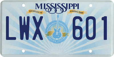 MS license plate LWX601