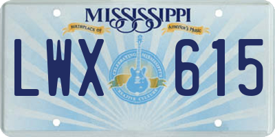 MS license plate LWX615
