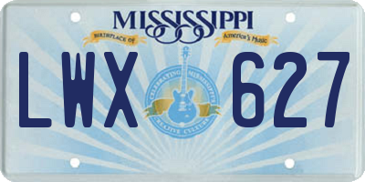 MS license plate LWX627