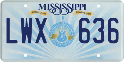 MS license plate LWX636