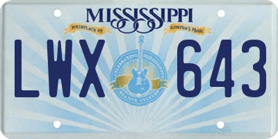 MS license plate LWX643