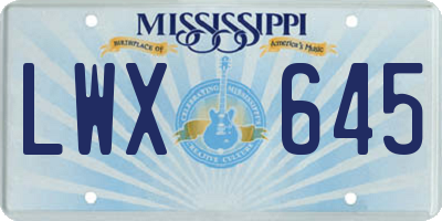 MS license plate LWX645