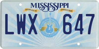 MS license plate LWX647