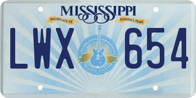 MS license plate LWX654