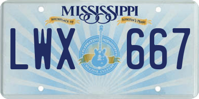 MS license plate LWX667